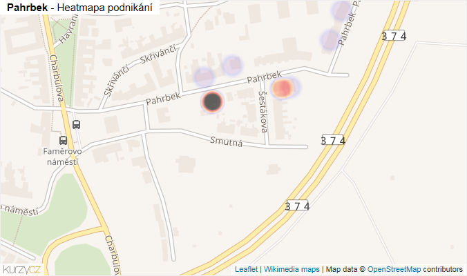 Mapa Pahrbek - Firmy v ulici.
