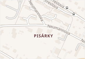 Pisárky v obci Brno - mapa části obce
