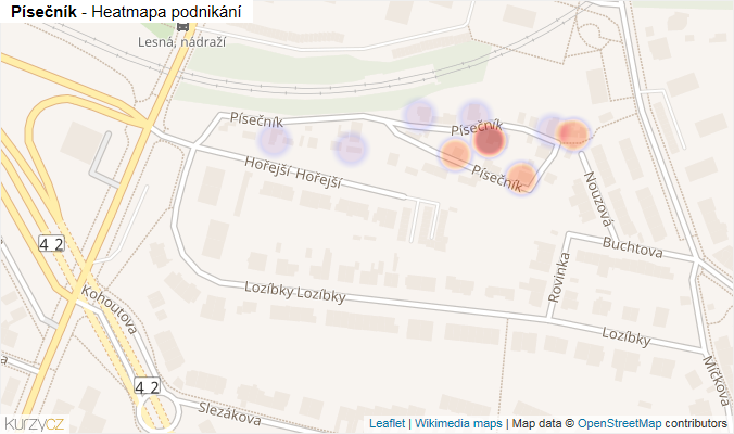 Mapa Písečník - Firmy v ulici.