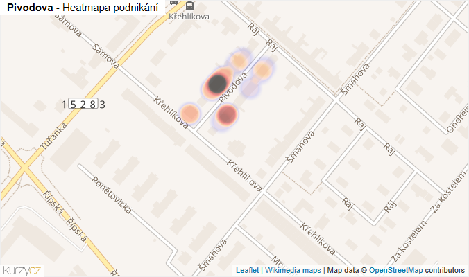 Mapa Pivodova - Firmy v ulici.