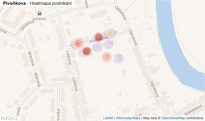Mapa Pivoňkova - Firmy v ulici.