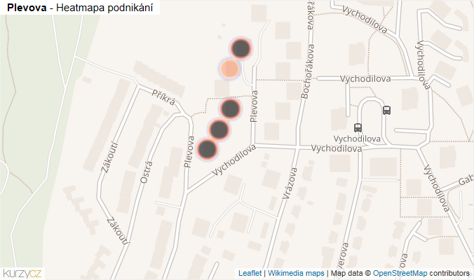 Mapa Plevova - Firmy v ulici.