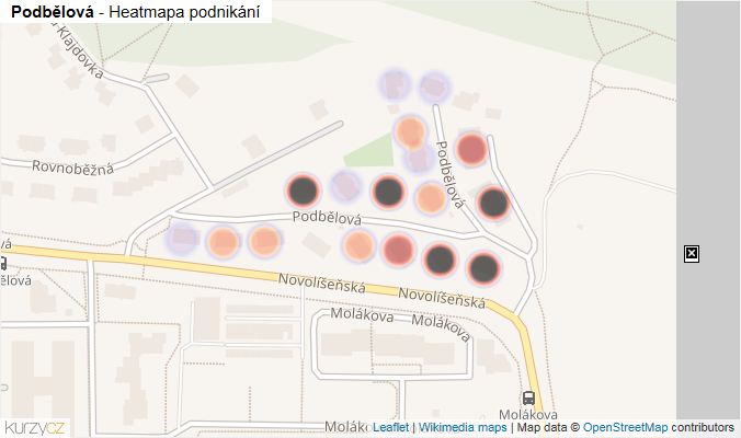 Mapa Podbělová - Firmy v ulici.