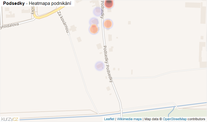 Mapa Podsedky - Firmy v ulici.