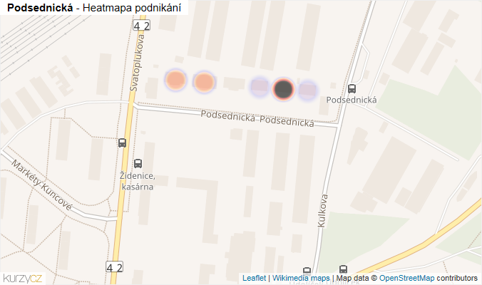 Mapa Podsednická - Firmy v ulici.