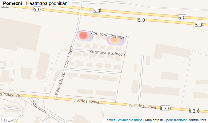 Mapa Pomezní - Firmy v ulici.