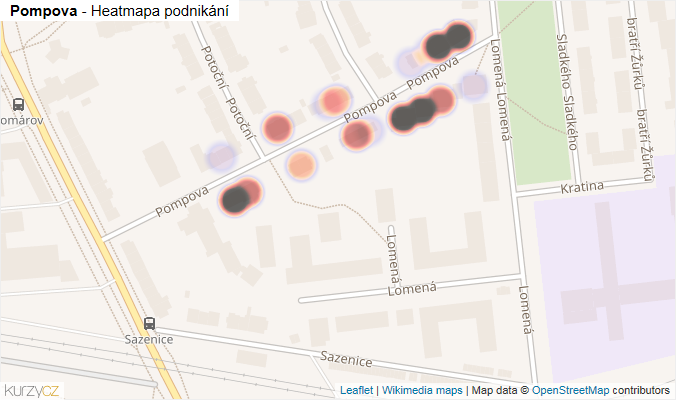 Mapa Pompova - Firmy v ulici.