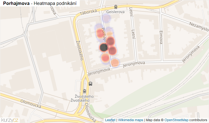 Mapa Porhajmova - Firmy v ulici.
