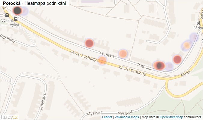 Mapa Potocká - Firmy v ulici.