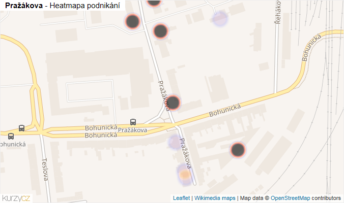 Mapa Pražákova - Firmy v ulici.