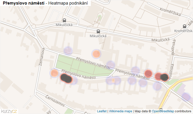 Mapa Přemyslovo náměstí - Firmy v ulici.
