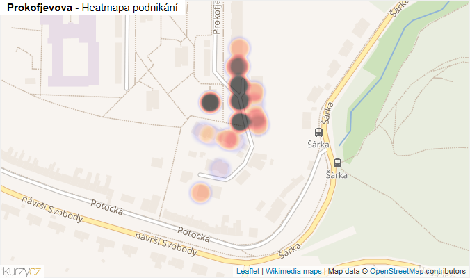 Mapa Prokofjevova - Firmy v ulici.
