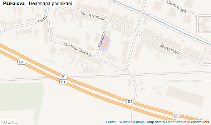 Mapa Pšikalova - Firmy v ulici.