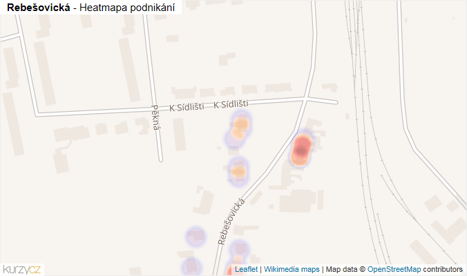 Mapa Rebešovická - Firmy v ulici.