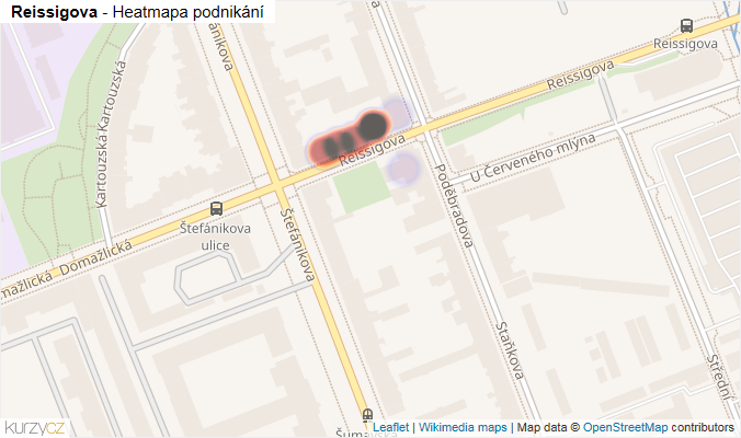 Mapa Reissigova - Firmy v ulici.