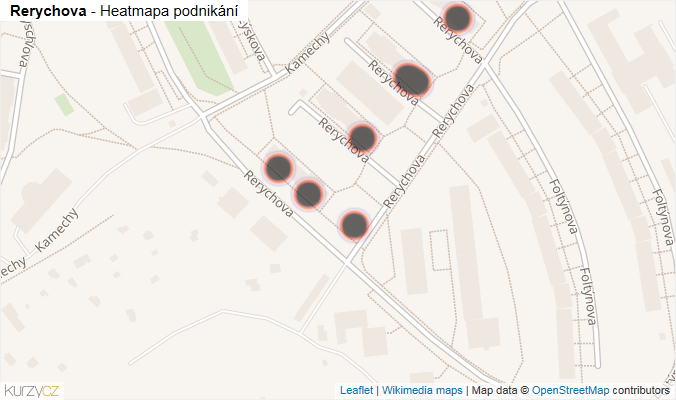 Mapa Rerychova - Firmy v ulici.