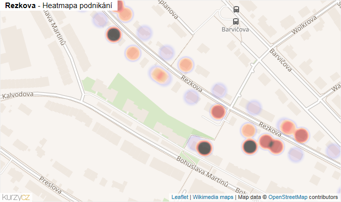 Mapa Rezkova - Firmy v ulici.