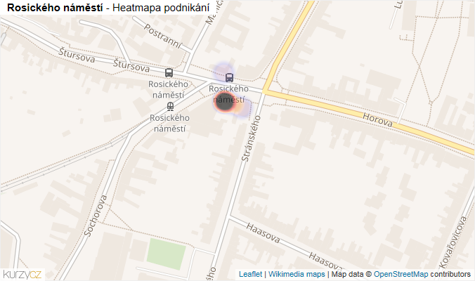 Mapa Rosického náměstí - Firmy v ulici.