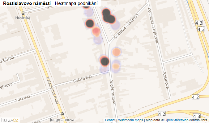 Mapa Rostislavovo náměstí - Firmy v ulici.