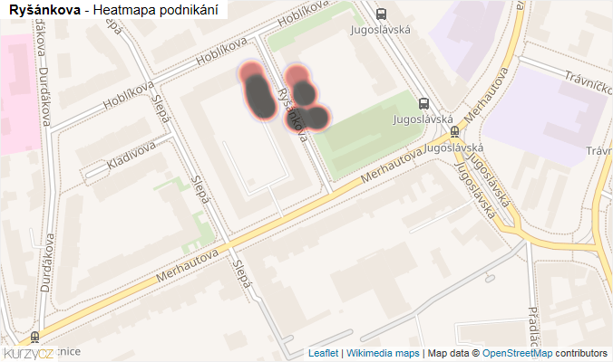 Mapa Ryšánkova - Firmy v ulici.