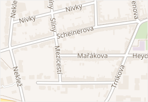 Scheinerova v obci Brno - mapa ulice