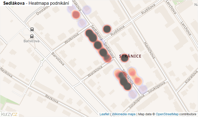 Mapa Sedlákova - Firmy v ulici.