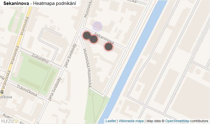 Mapa Sekaninova - Firmy v ulici.