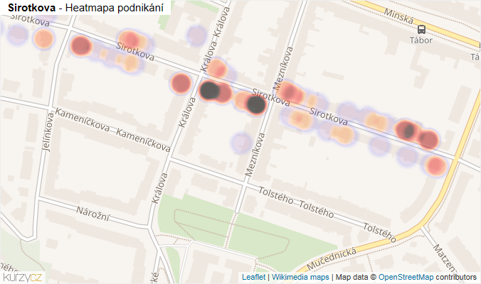 Mapa Sirotkova - Firmy v ulici.