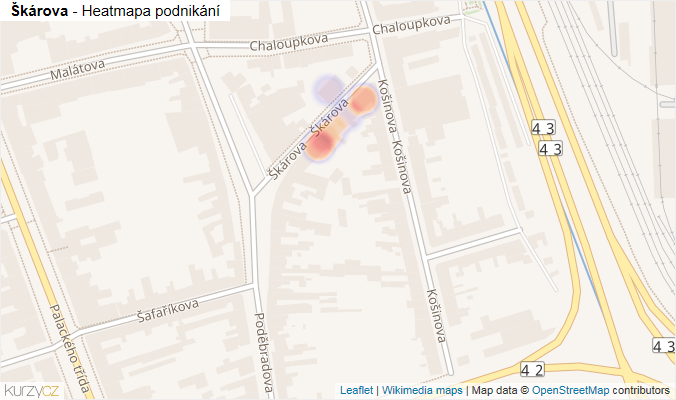 Mapa Škárova - Firmy v ulici.