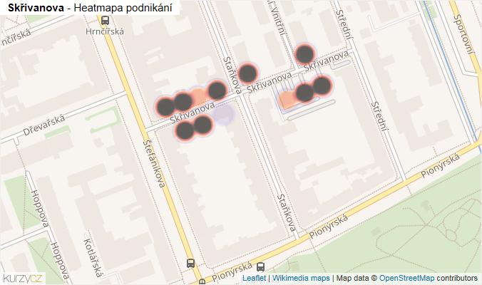 Mapa Skřivanova - Firmy v ulici.