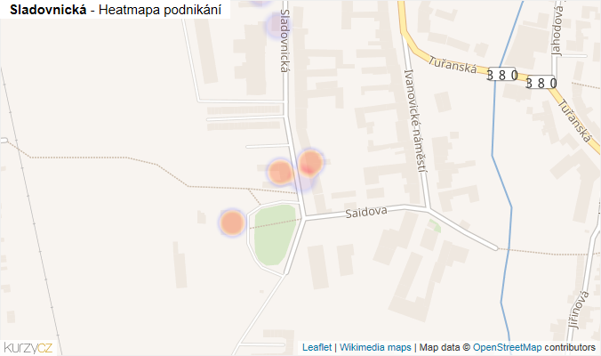 Mapa Sladovnická - Firmy v ulici.