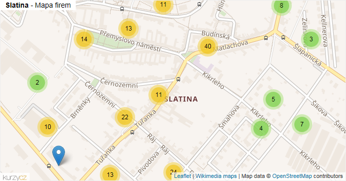 Mapa Slatina - Firmy v části obce.