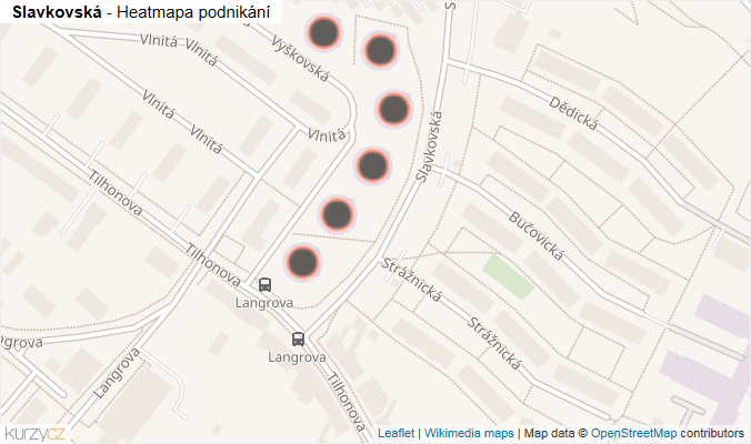 Mapa Slavkovská - Firmy v ulici.