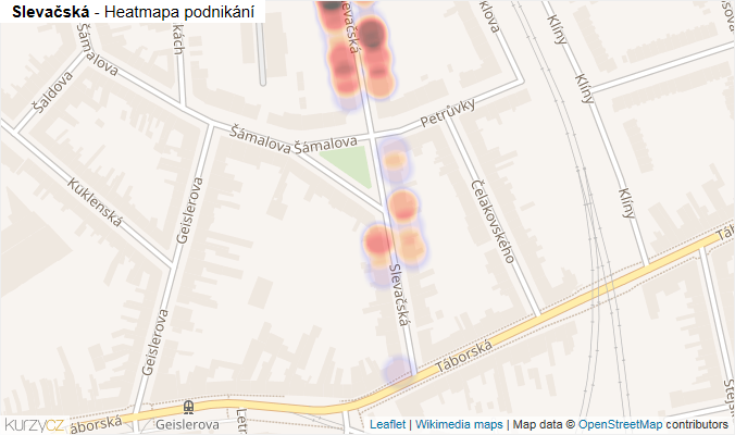 Mapa Slevačská - Firmy v ulici.
