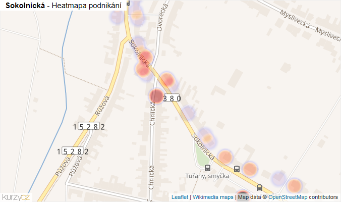 Mapa Sokolnická - Firmy v ulici.