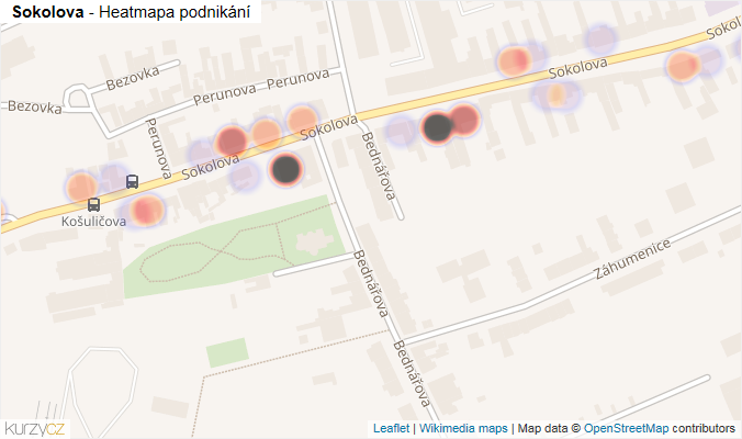 Mapa Sokolova - Firmy v ulici.