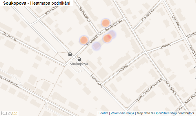 Mapa Soukopova - Firmy v ulici.