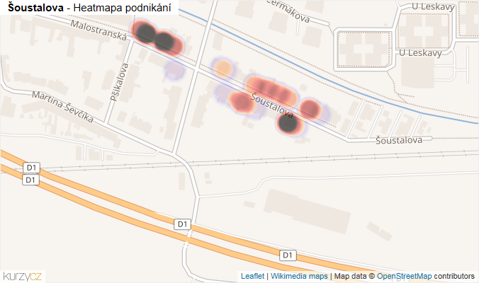 Mapa Šoustalova - Firmy v ulici.