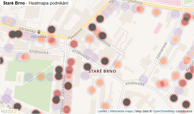 Mapa Staré Brno - Firmy v části obce.