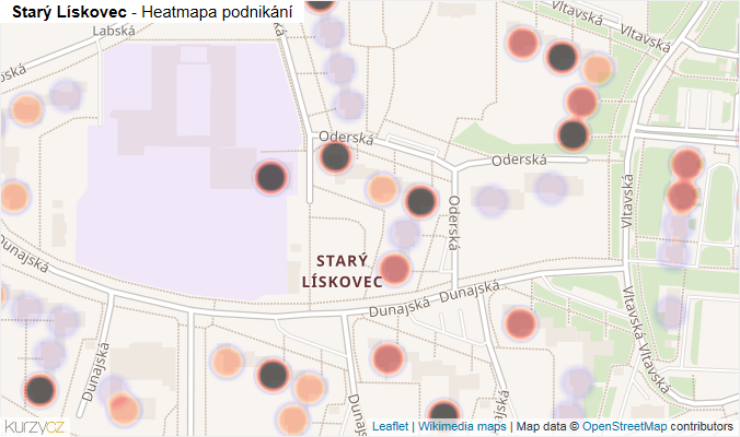 Mapa Starý Lískovec - Firmy v části obce.