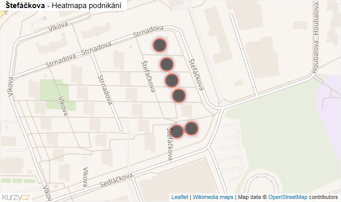 Mapa Štefáčkova - Firmy v ulici.