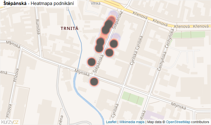 Mapa Štěpánská - Firmy v ulici.