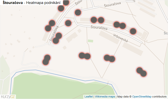 Mapa Štouračova - Firmy v ulici.