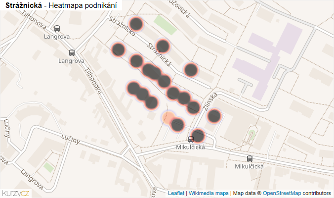 Mapa Strážnická - Firmy v ulici.