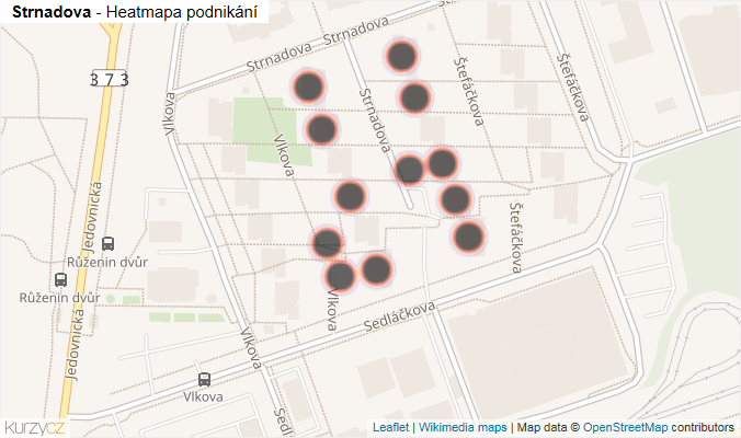 Mapa Strnadova - Firmy v ulici.