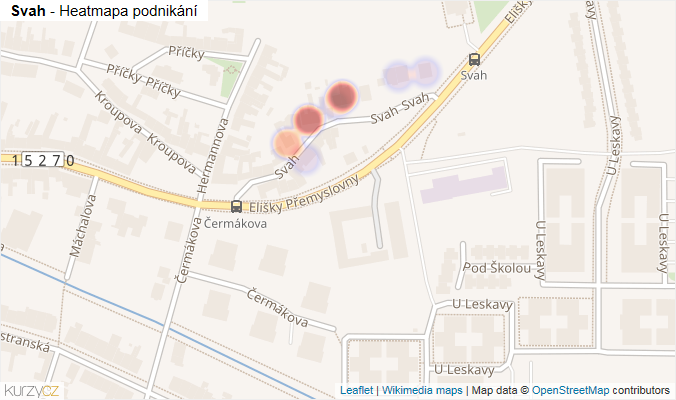 Mapa Svah - Firmy v ulici.