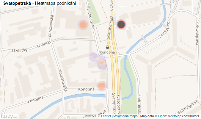 Mapa Svatopetrská - Firmy v ulici.