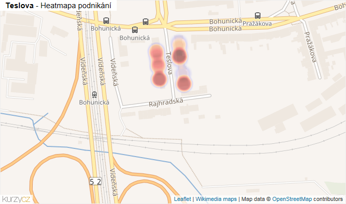 Mapa Teslova - Firmy v ulici.
