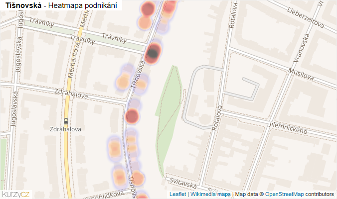 Mapa Tišnovská - Firmy v ulici.