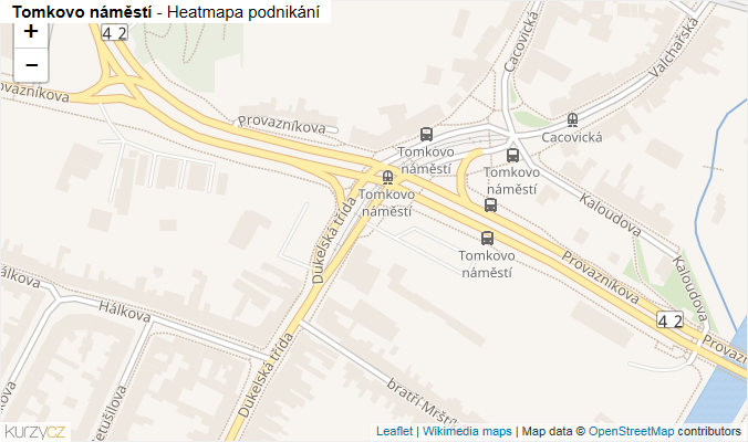 Mapa Tomkovo náměstí - Firmy v ulici.